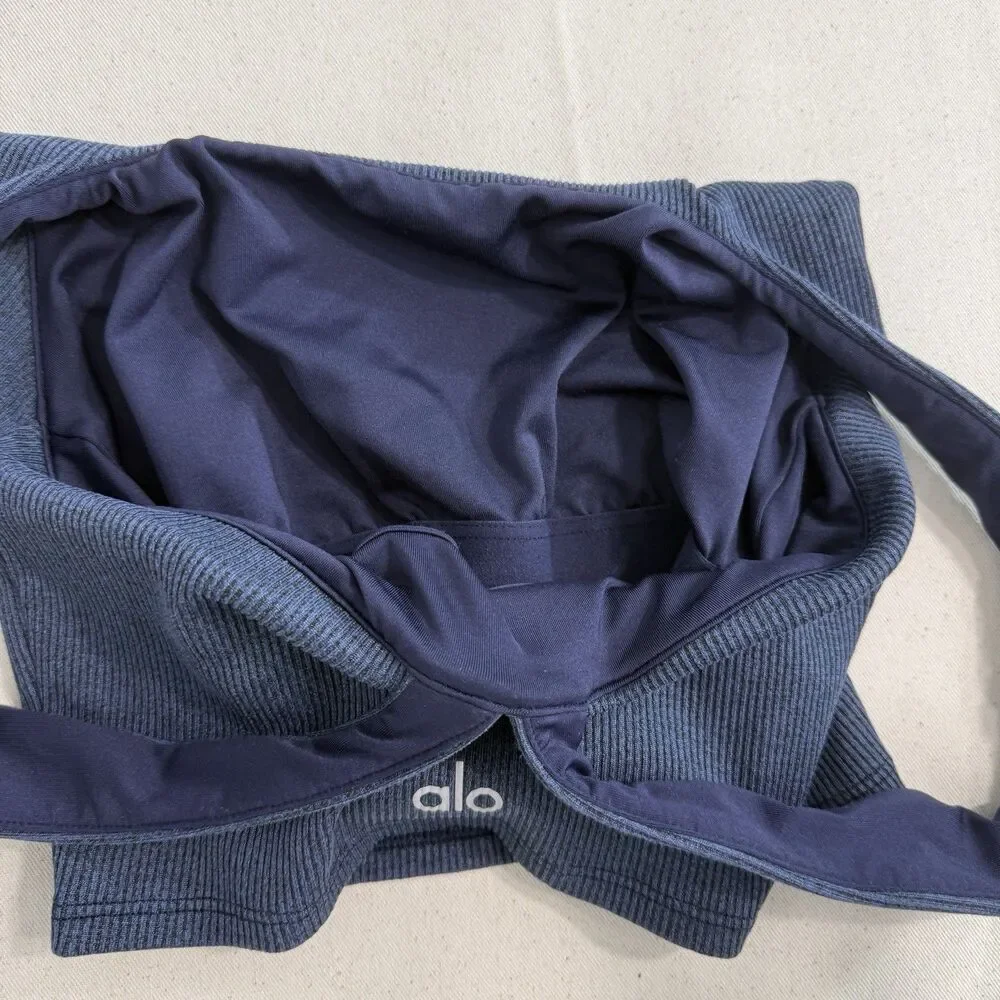 Alo Yoga Ribbed Sports Bra Blue Size XS